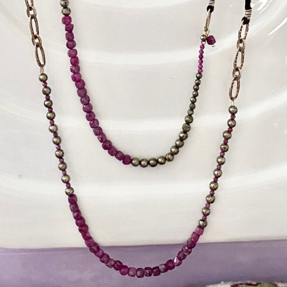 Sundance Catalog Suede, Ruby & Pyrite Necklaces